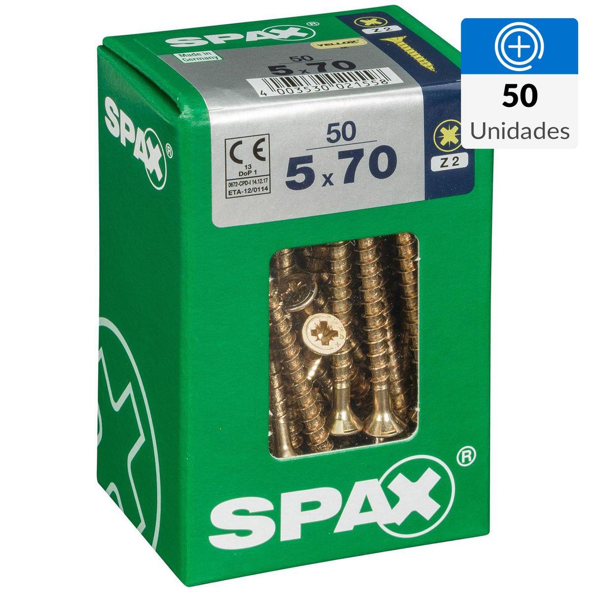 SPAX AMERICAN SCREW - Tornillo Spax Tirafondo Madera Aglomerada 70 mm 5 mm 50 unidad(es)