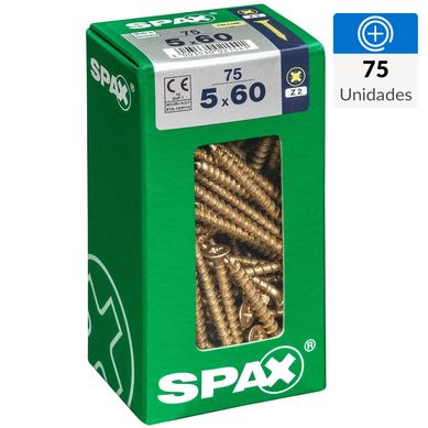 Tornillo Spax Tirafondo Cabeza Plana Madera Aglomerada 60 mm 5 mm 75 Unidades