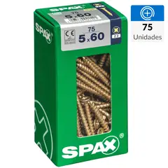 SPAX AMERICAN SCREW - Tornillo Spax Tirafondo Cabeza Plana Madera Aglomerada 60 mm 5 mm 75 Unidades