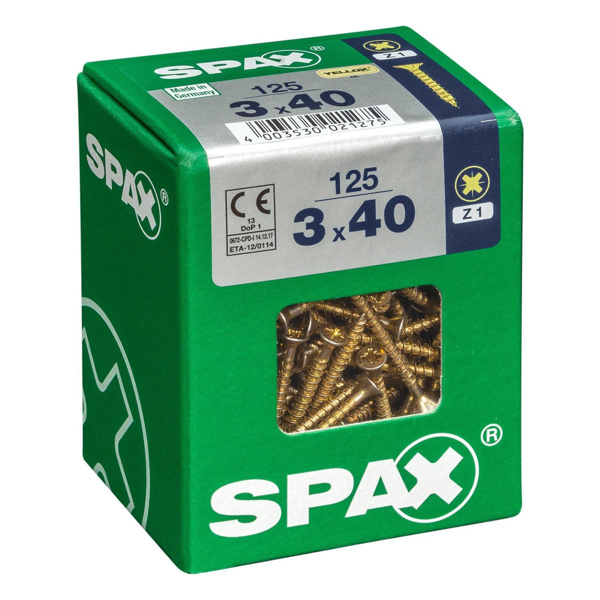 SPAX AMERICAN SCREW - Tornillo Spax Tirafondo Madera Aglomerada 40 mm 3 mm 125 unidad(es)