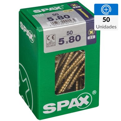 Tornillo spax cabeza plana pozidrive yellox 5x80 50Pz