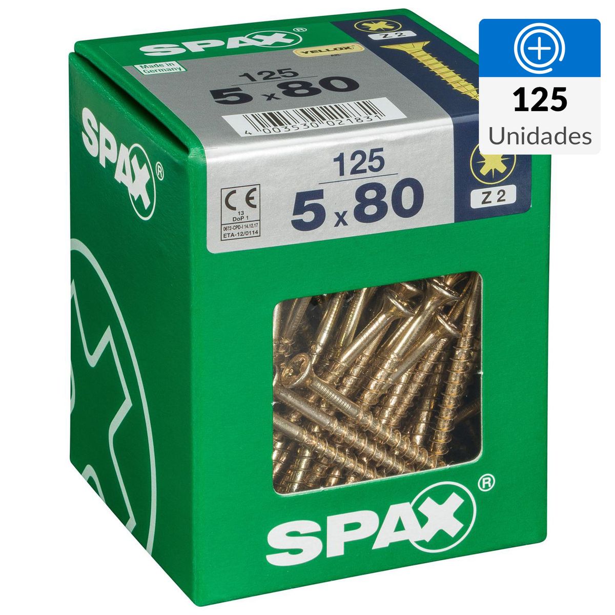 SPAX AMERICAN SCREW - Tornillo Spax Tirafondo Madera Aglomerada 80 mm 5 mm 125 unidad(es)
