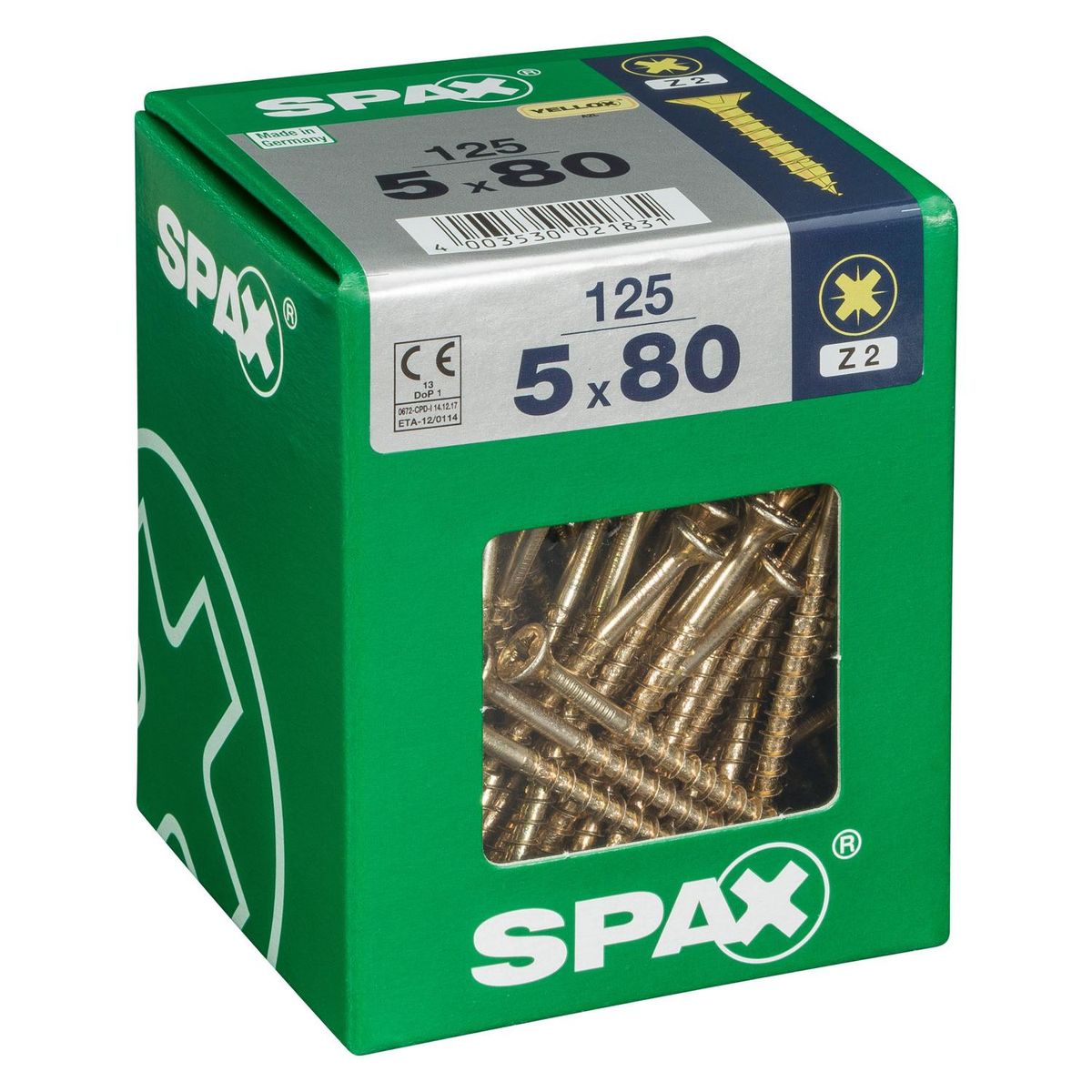 SPAX AMERICAN SCREW - Tornillo Spax Tirafondo Madera Aglomerada 80 mm 5 mm 125 unidad(es)