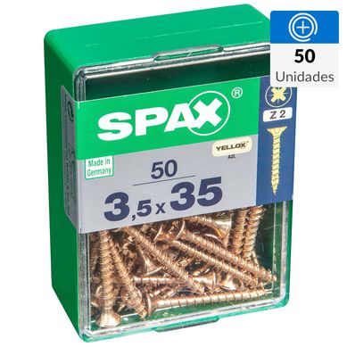 Tornillo spax cabeza plana pozidrive yellox 3,5x35 50Pz