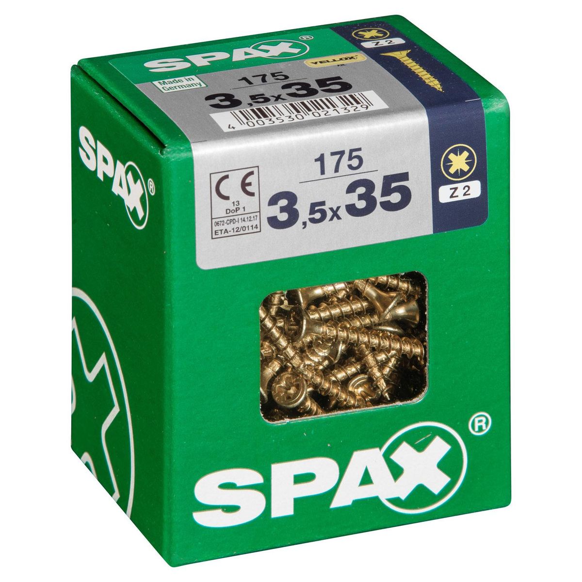 SPAX AMERICAN SCREW - Tornillo Spax Tirafondo Madera Aglomerada 35 mm 3.5 mm 175 unidad(es)
