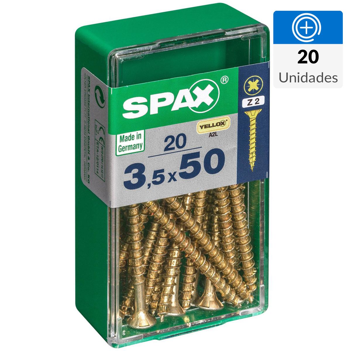 SPAX AMERICAN SCREW - Tornillo Spax Tirafondo Madera Aglomerada 50 mm 3.5 mm 20 unidad(es)