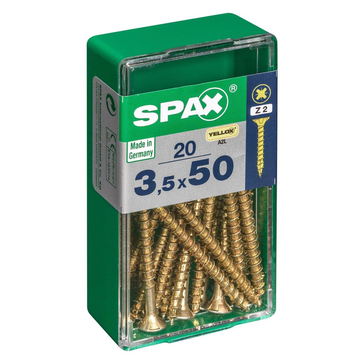 SPAX AMERICAN SCREW - Tornillo Spax Tirafondo Madera Aglomerada 50 mm 3.5 mm 20 unidad(es)