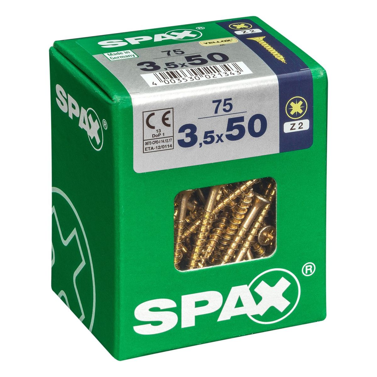 SPAX AMERICAN SCREW - Tornillo Spax Tirafondo Madera Aglomerada 50 mm 3.5 mm 75 unidad(es)