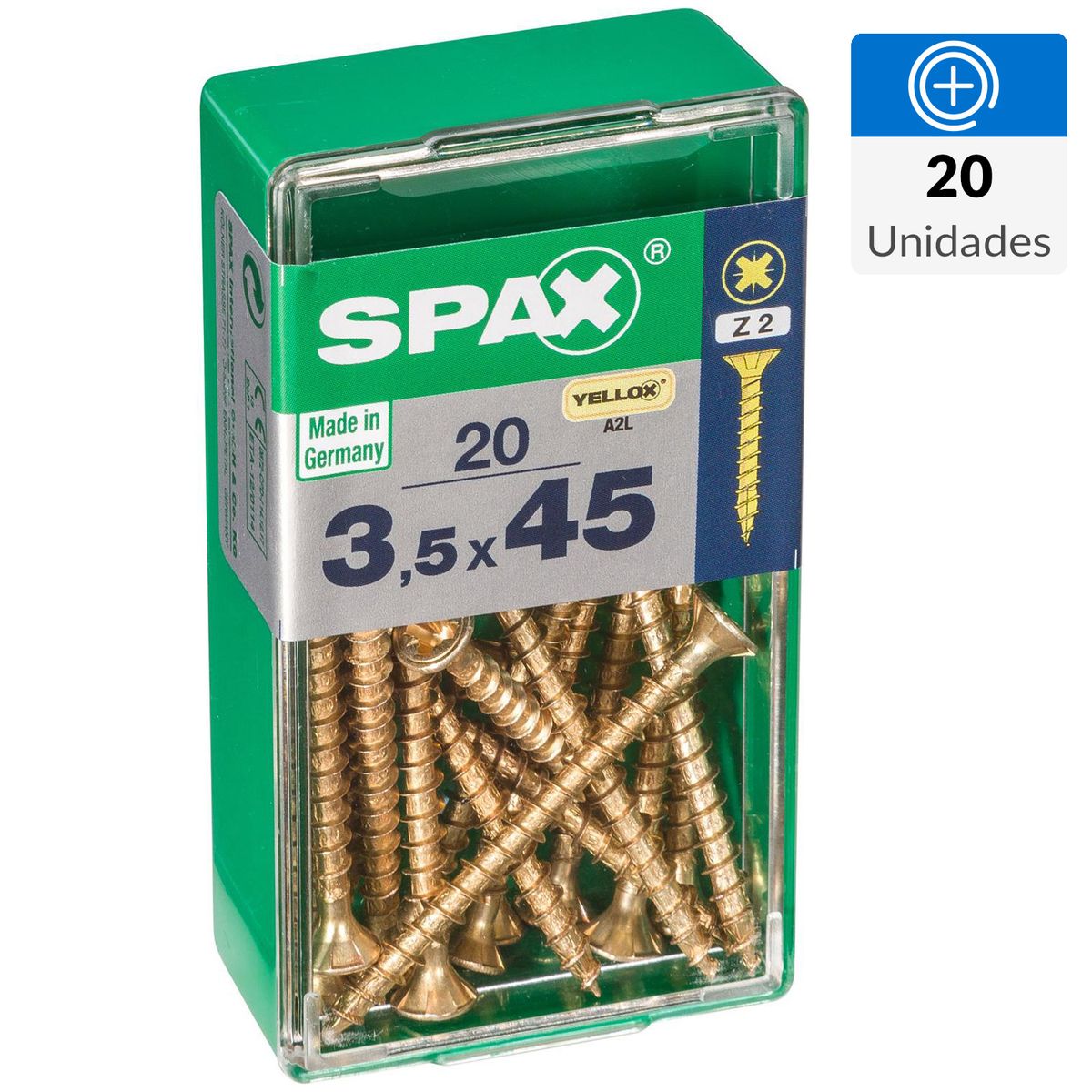 SPAX AMERICAN SCREW - Tornillo Spax Tirafondo Madera Aglomerada 45 mm 3.5 mm 20 unidad(es)