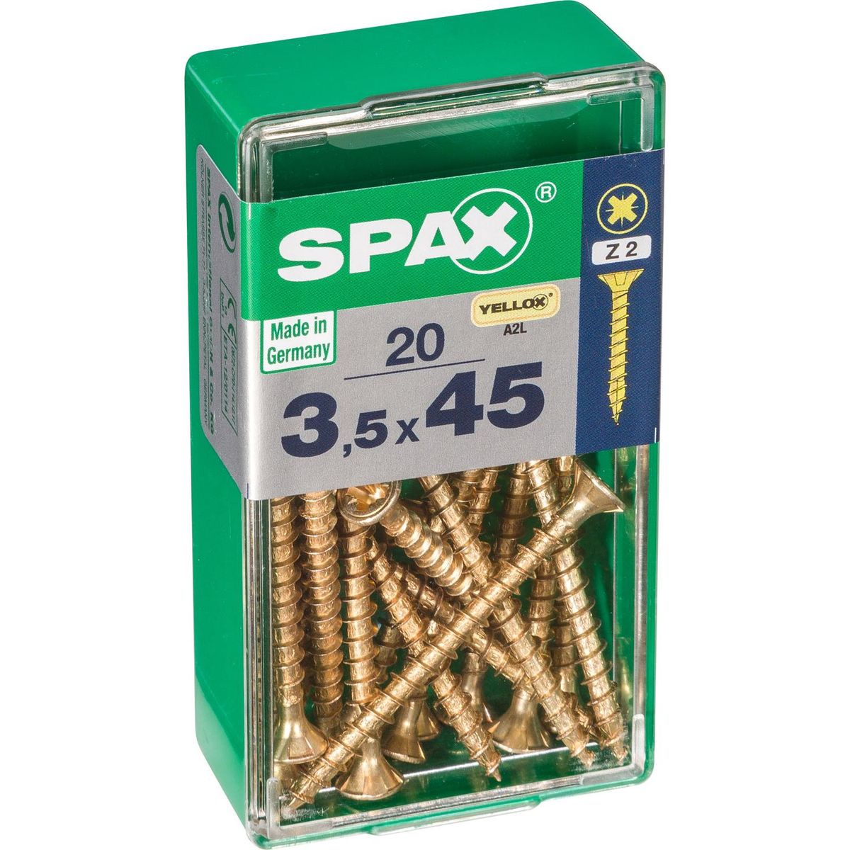 SPAX AMERICAN SCREW - Tornillo Spax Tirafondo Madera Aglomerada 45 mm 3.5 mm 20 unidad(es)