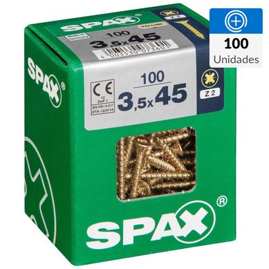 Tornillo spax cabeza plana pozidrive yellox 3,5x45 100Pz