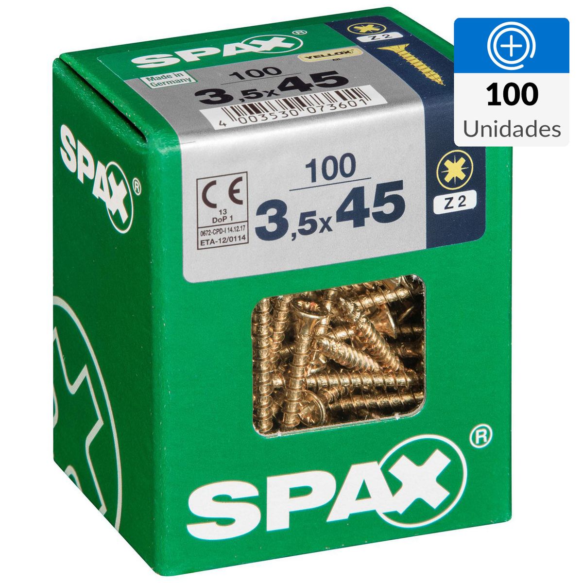 SPAX AMERICAN SCREW - Tornillo Spax Tirafondo Madera Aglomerada 45 mm 3.5 mm 100 unidad(es)