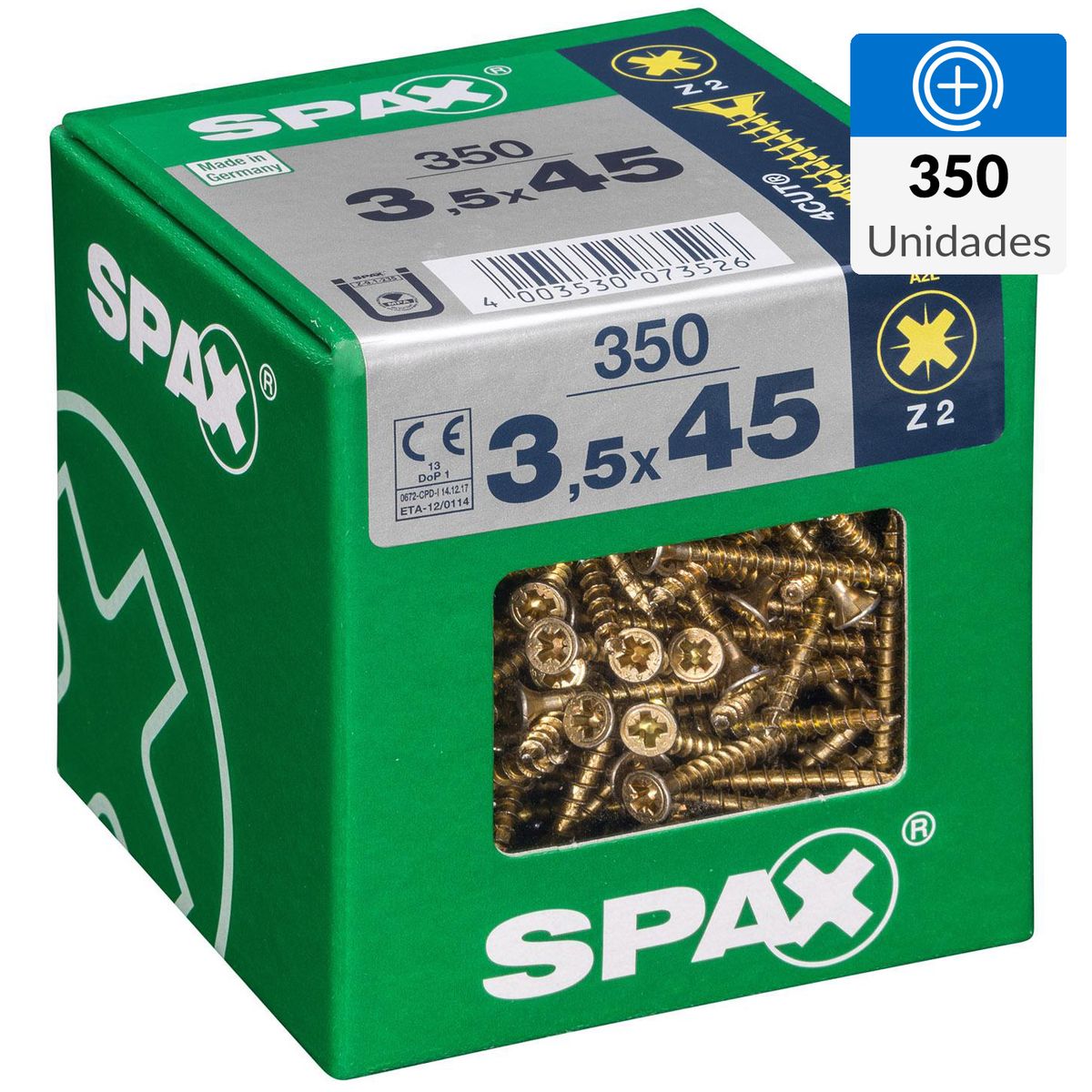 SPAX AMERICAN SCREW - Tornillo Spax Tirafondo Madera Aglomerada 45 mm 3.5 mm 350 unidad(es)