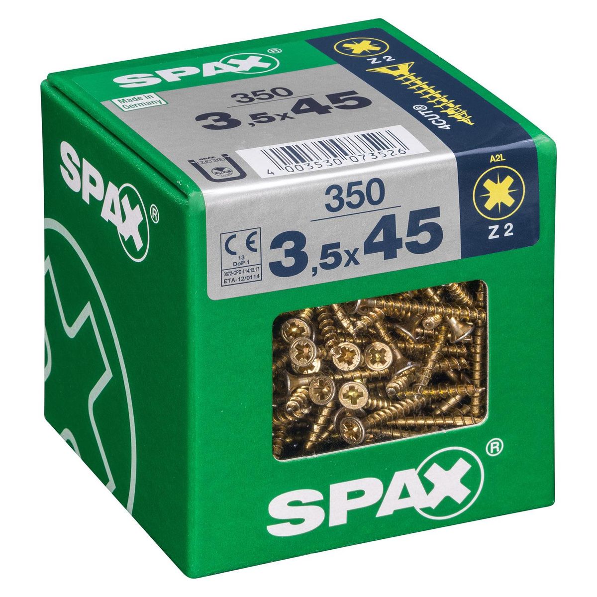 SPAX AMERICAN SCREW - Tornillo Spax Tirafondo Madera Aglomerada 45 mm 3.5 mm 350 unidad(es)