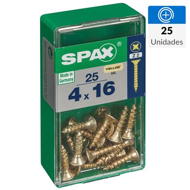 Tornillo spax cabeza plana pozidrive yellox 4x16 25Pz