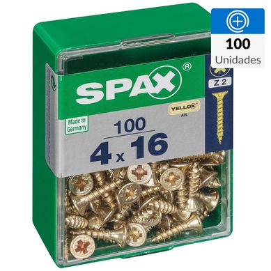 Tornillo Spax Tirafondo Cabeza Plana Madera Aglomerada 16 mm 4 mm 100 Unidades