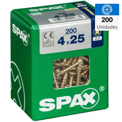 Tornillo spax cabeza plana pozidrive yellox 4x25 200Pz