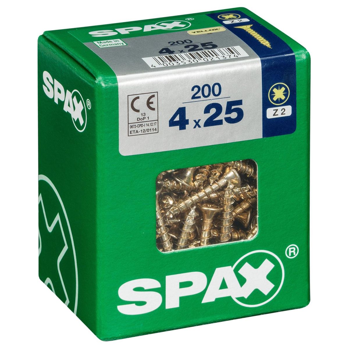 SPAX AMERICAN SCREW - Tornillo Spax Tirafondo Madera Aglomerada 25 mm 4 mm 200 unidad(es)
