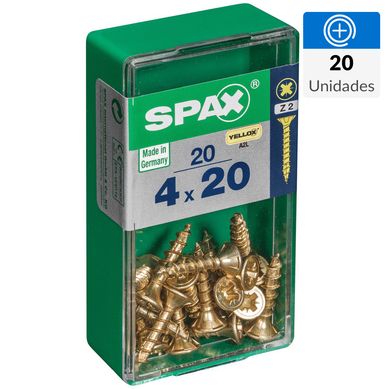 Tornillo spax cabeza plana pozidrive yellox 4x20 20Pz