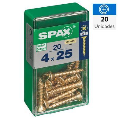 Tornillo spax cabeza plana pozidrive yellox 4x25 20Pz