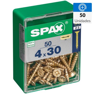 Tornillo spax cabeza plana pozidrive yellox 4x30 50Pz