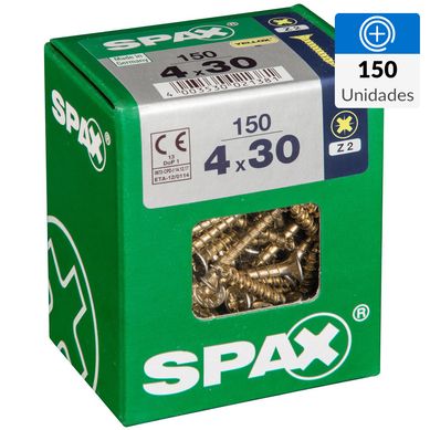 Tornillo spax cabeza plana pozidrive yellox 4x30 150Pz