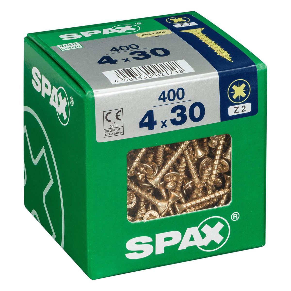SPAX AMERICAN SCREW - Tornillo Spax Tirafondo Cabeza Plana Madera Aglomerada 30 mm 4 mm 400 unidad(es)