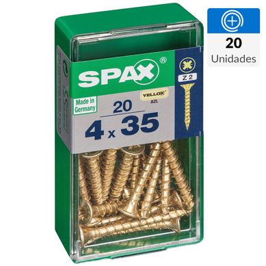 Tornillo spax cabeza plana pozidrive yellox 4x35 20Pz
