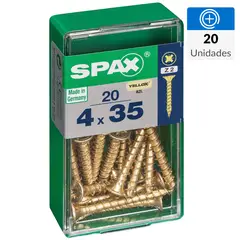 SPAX AMERICAN SCREW - Tornillo Spax Tirafondo Cabeza Plana Madera Aglomerada 35 mm 4 mm 20 unidad(es)