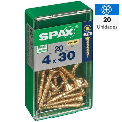 Tornillo Spax Tirafondo Cabeza Plana Madera Aglomerada 30 mm 4 mm 20 Unidades