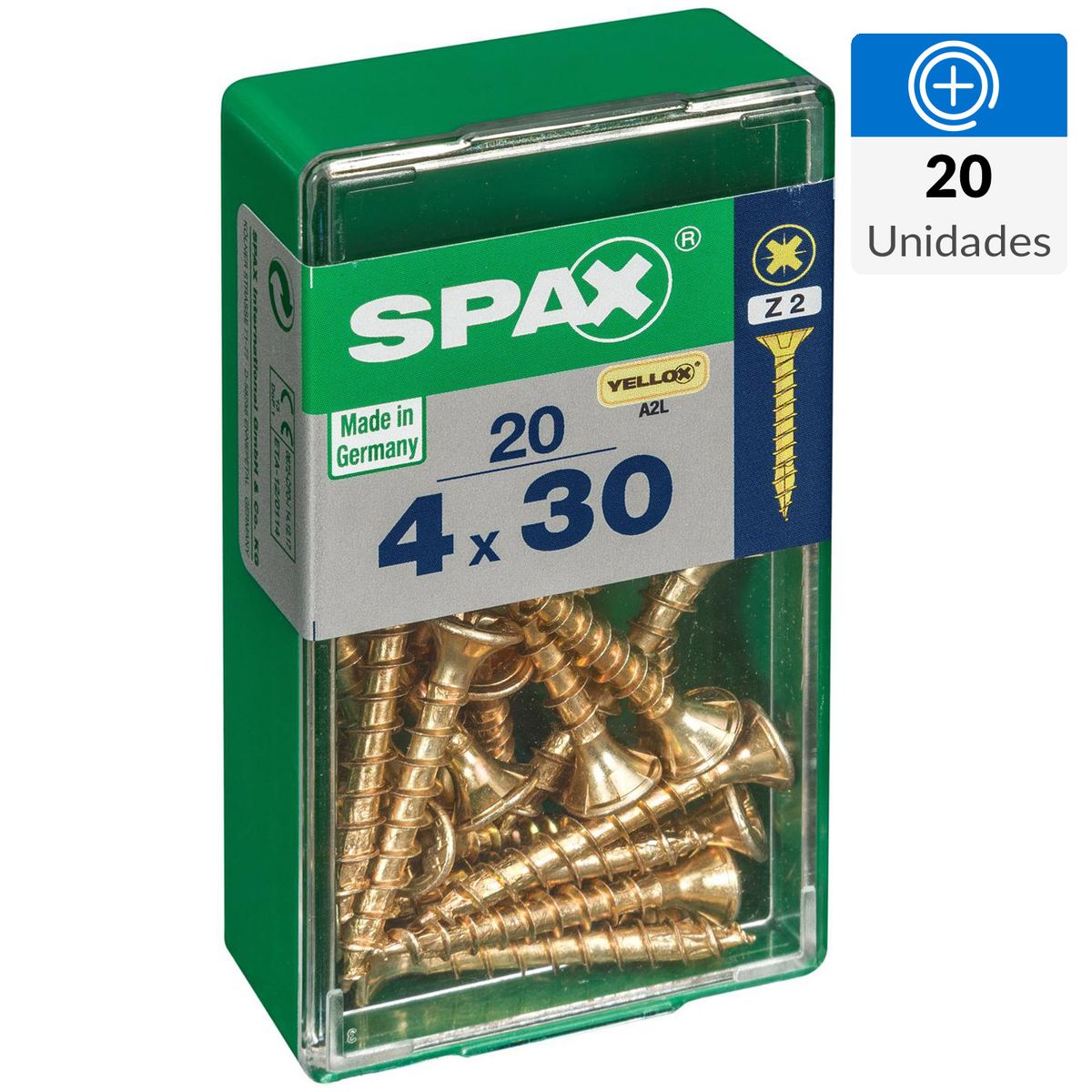 SPAX AMERICAN SCREW - Tornillo Spax Tirafondo Cabeza Plana Madera Aglomerada 30 mm 4 mm 20 unidad(es)