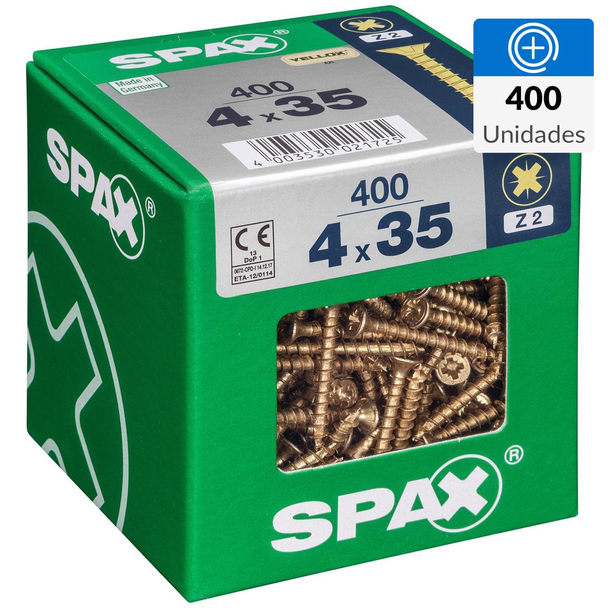 SPAX AMERICAN SCREW - Tornillo Spax Tirafondo Madera Aglomerada 35 mm 4 mm 400 unidad(es)