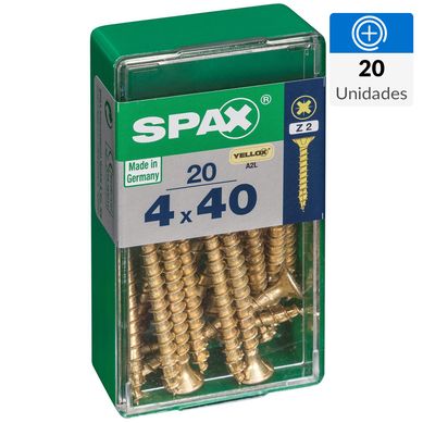 Tornillo spax cabeza plana pozidrive yellox 4x40 20Pz