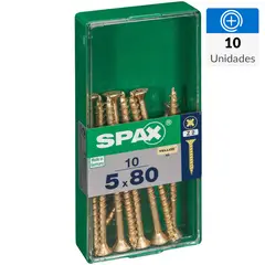 SPAX AMERICAN SCREW - Tornillo Spax Tirafondo Cabeza Plana Madera Aglomerada 80 mm 5 mm 10 Unidades