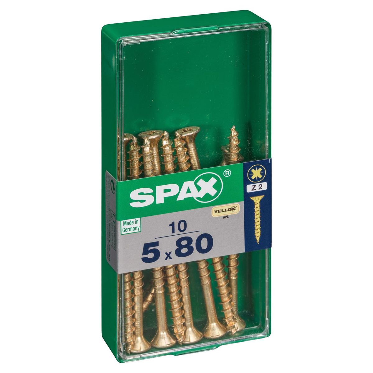 SPAX AMERICAN SCREW - Tornillo Spax Tirafondo Madera Aglomerada 80 mm 5 mm 10 unidad(es)