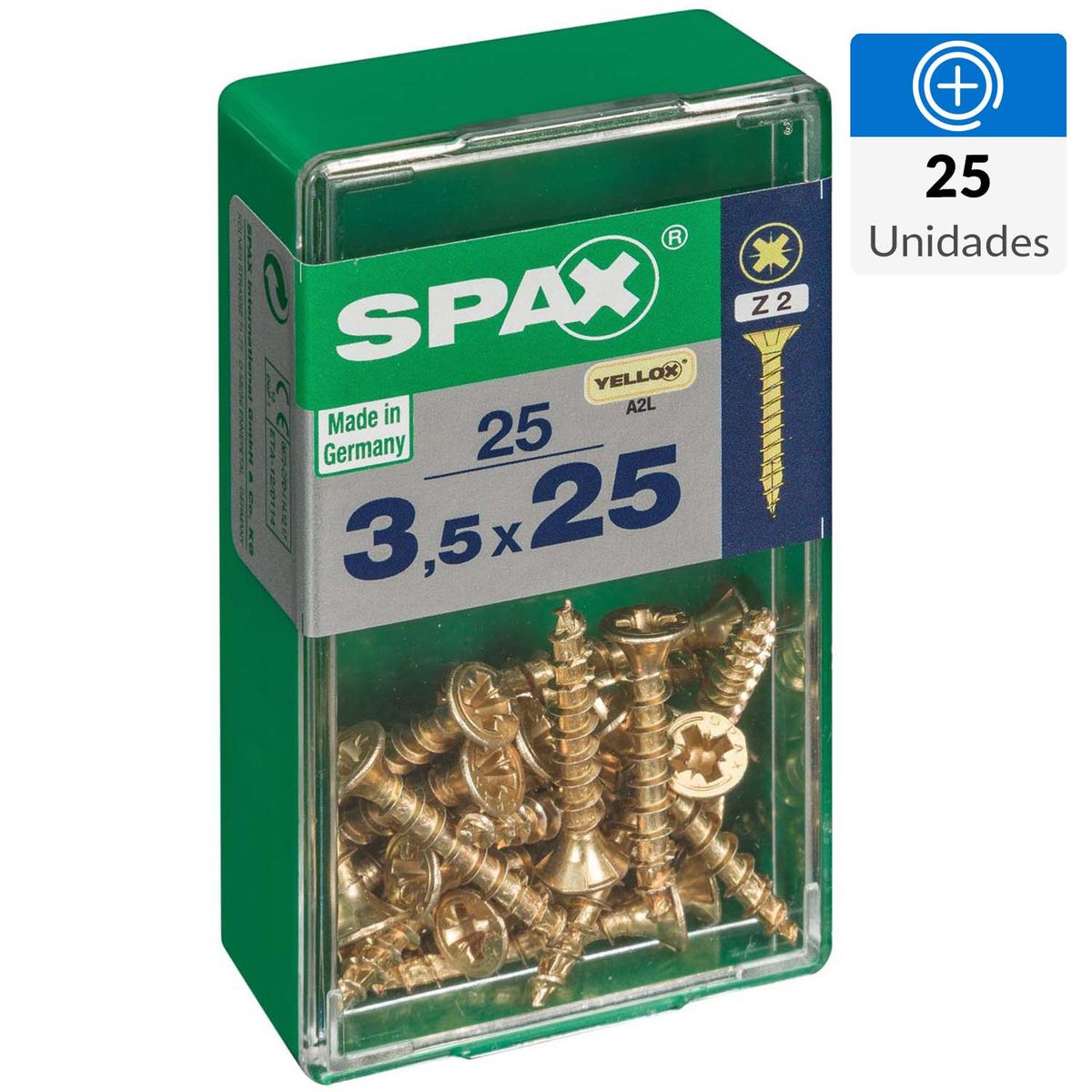 SPAX AMERICAN SCREW - Tornillo Spax Tirafondo Madera Aglomerada 25 mm 3.5 mm 25 unidad(es)