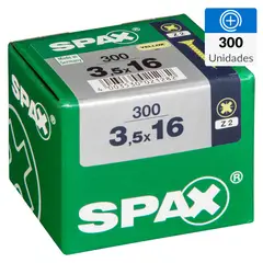 SPAX AMERICAN SCREW - Tornillo Spax Tirafondo Cabeza Plana Madera Aglomerada 16 mm 3.5 mm 300 Unidades