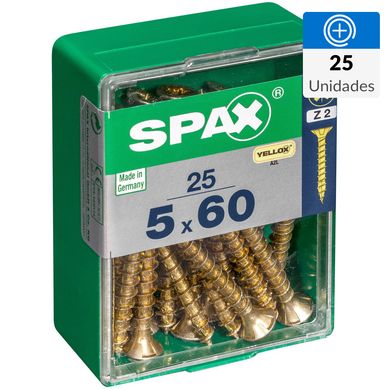 Tornillo spax cabeza plana pozidrive yellox 5x60 25Pz