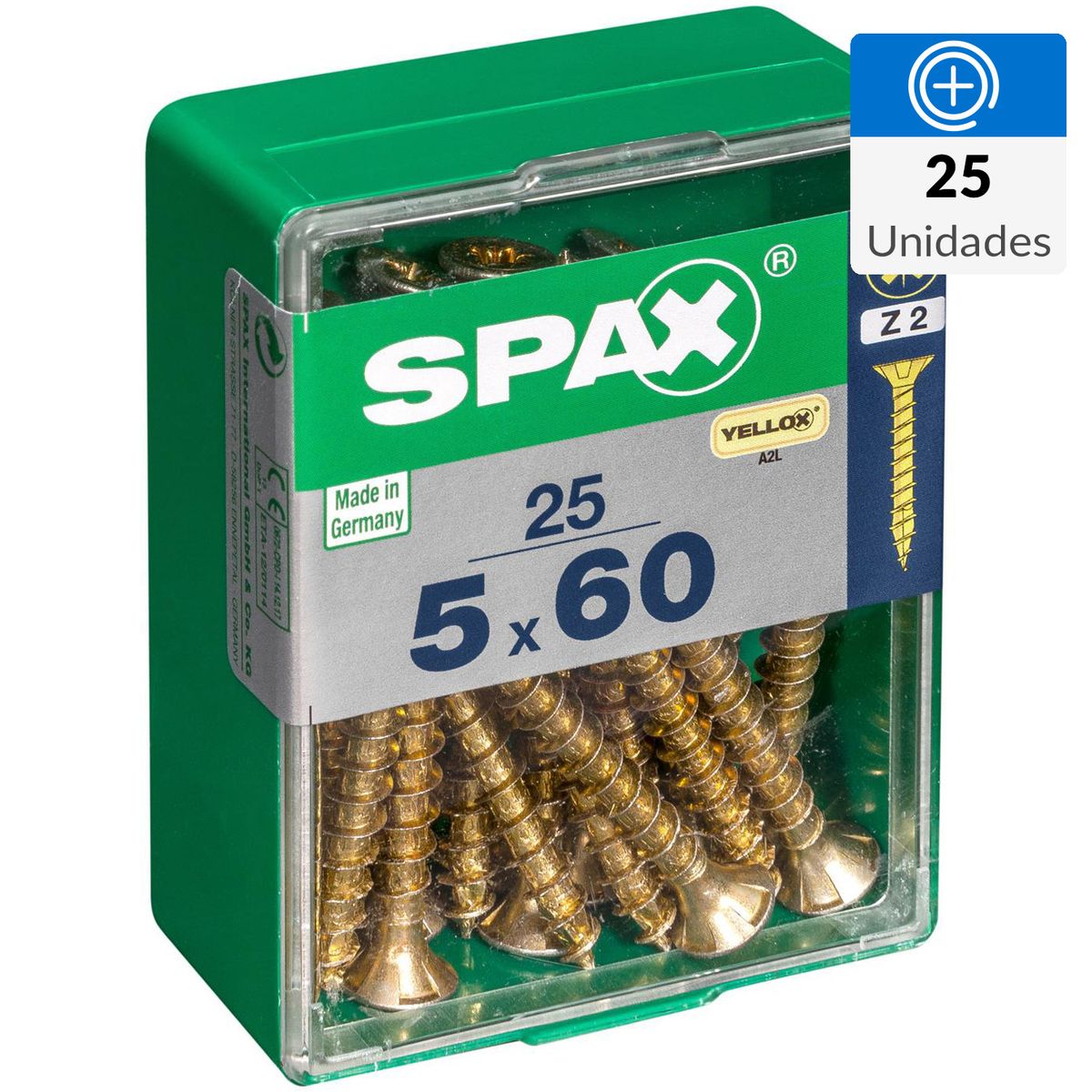 SPAX AMERICAN SCREW - Tornillo Spax Tirafondo Madera Aglomerada 60 mm 5 mm 25 unidad(es)