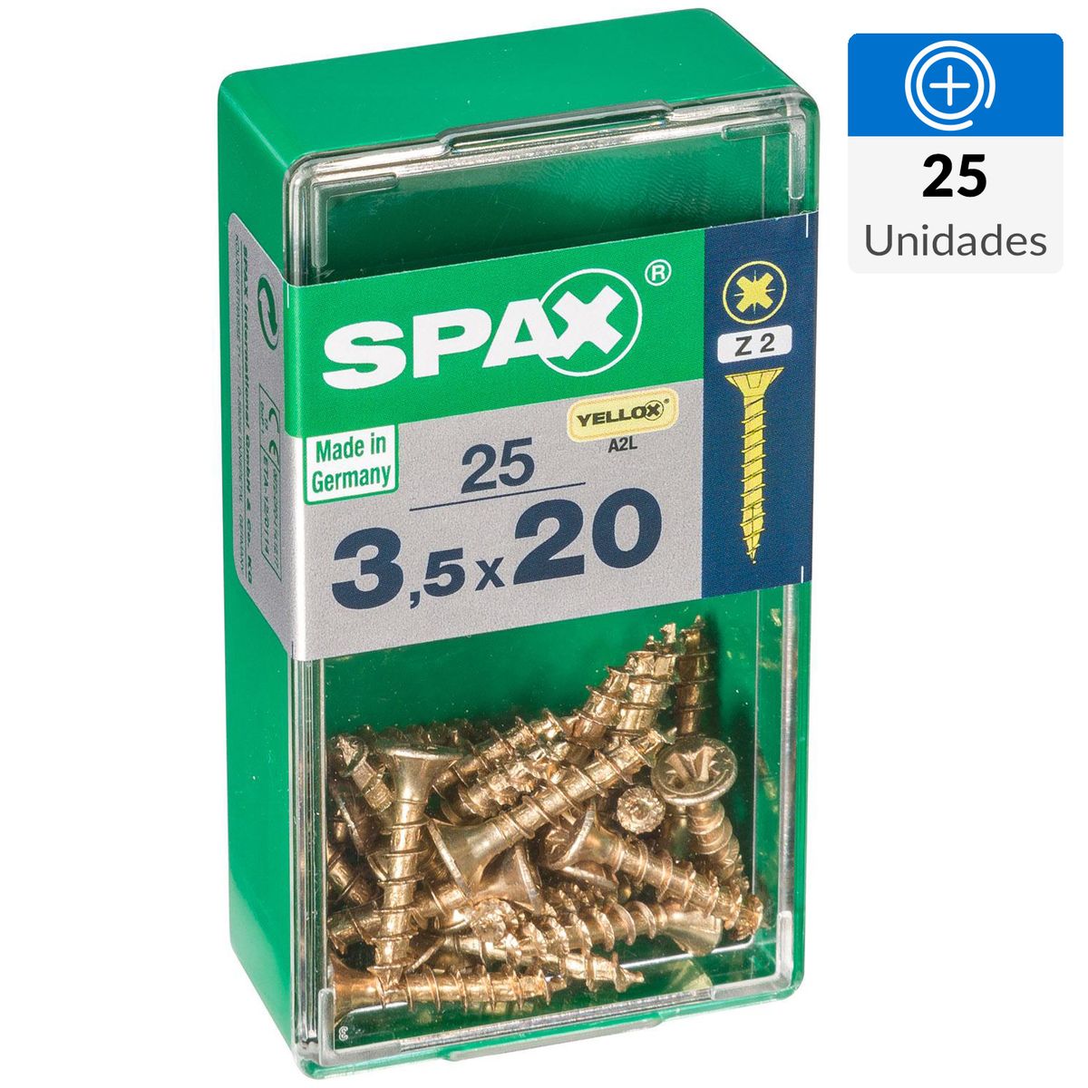 SPAX AMERICAN SCREW - Tornillo Tirafondo Madera Aglomerada 20 mm 3.5 mm 25 unidad(es)