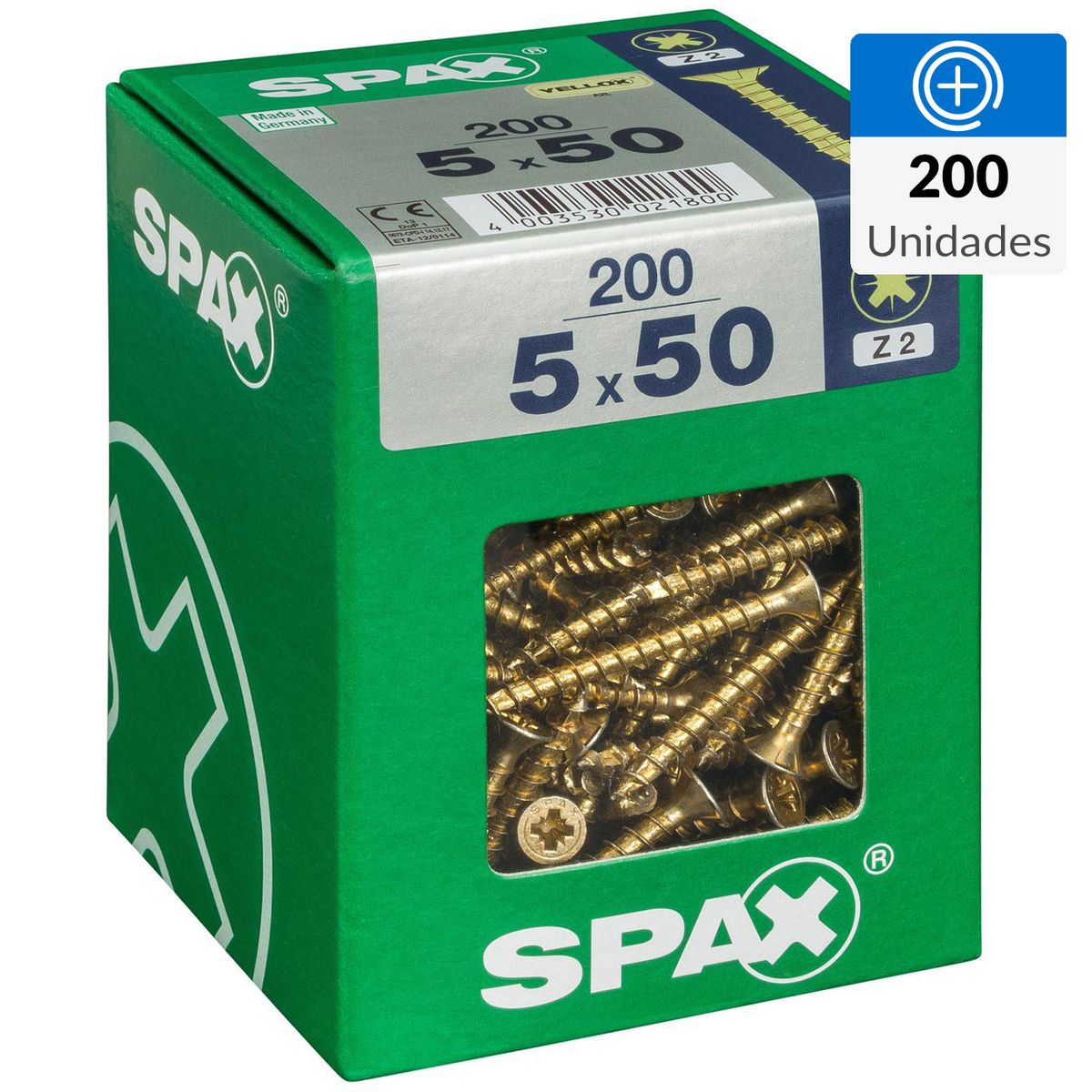 SPAX AMERICAN SCREW - Tornillo Spax Tirafondo Madera Aglomerada 50 mm 5 mm 200 unidad(es)