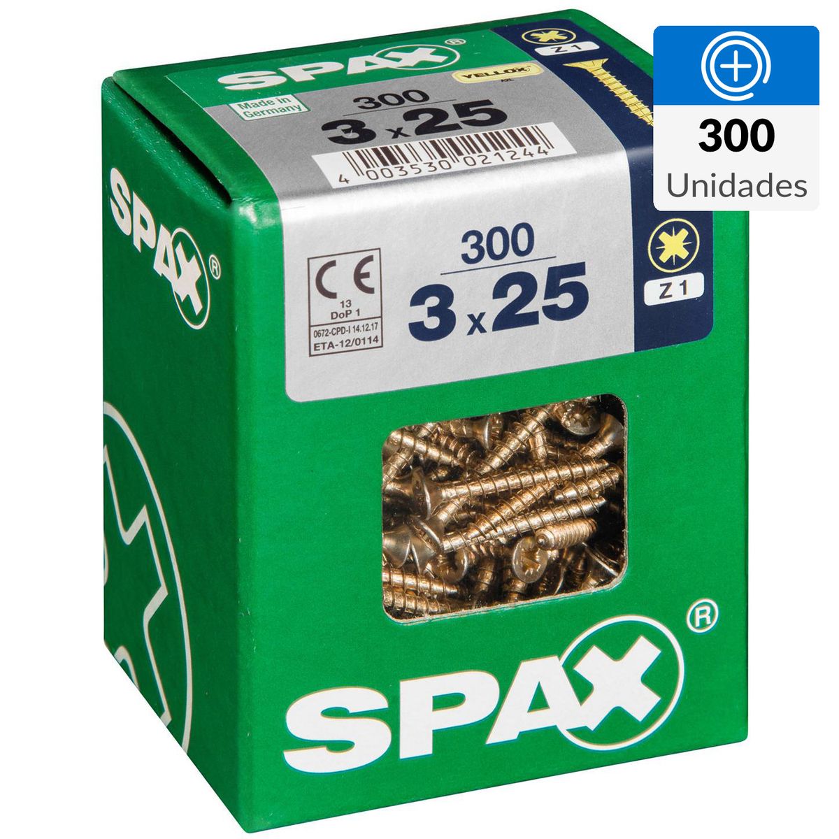 SPAX AMERICAN SCREW - Tornillo Spax Tirafondo Madera Aglomerada 20 mm 3.5 mm 300 unidad(es)
