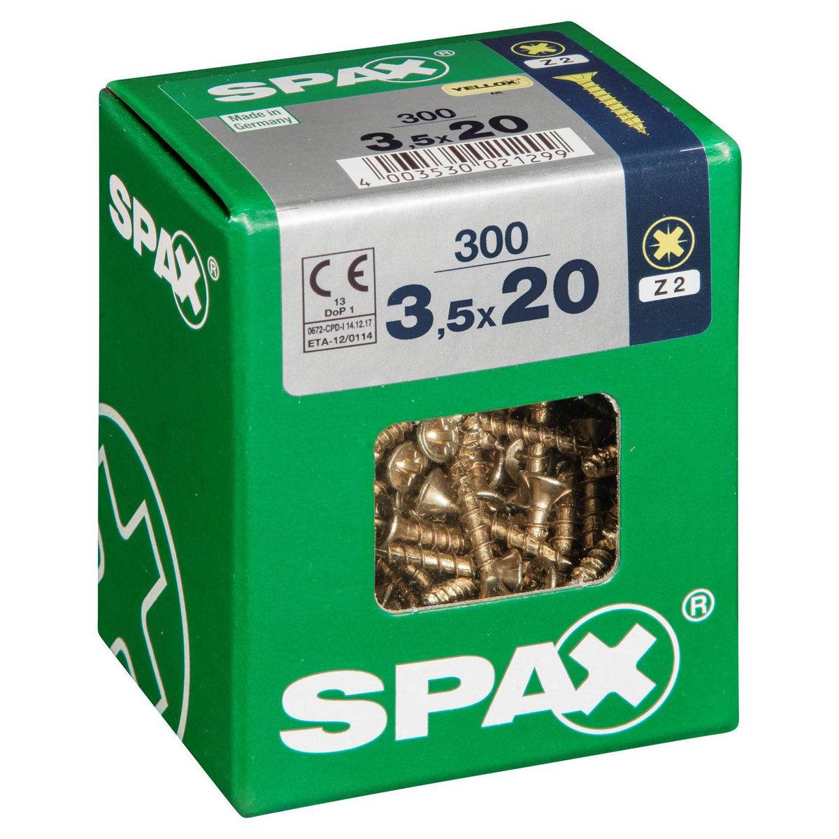 SPAX AMERICAN SCREW - Tornillo Spax Tirafondo Madera Aglomerada 20 mm 3.5 mm 300 unidad(es)