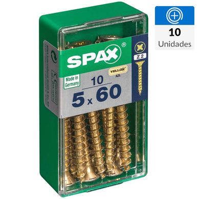 Tornillo spax cabeza plana pozidrive yellox 5x60 10Pz