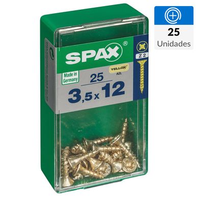 Tornillo spax cabeza plana pozidrive yellox 3,5x12 25Pz