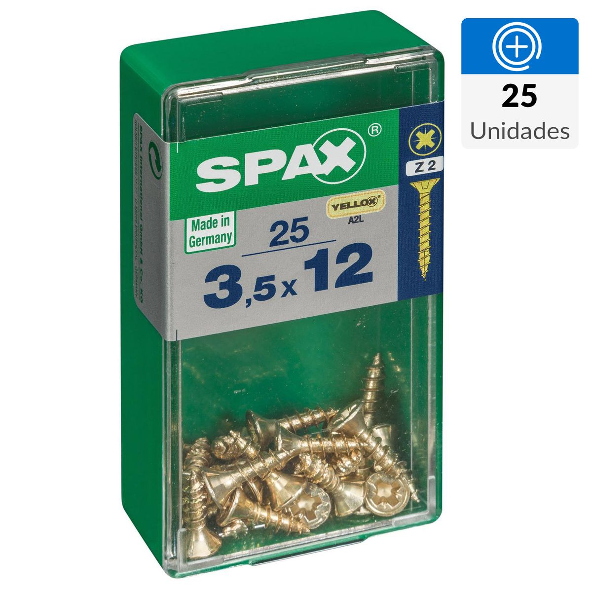 SPAX AMERICAN SCREW - Tornillo Spax Tirafondo Madera Aglomerada 12 mm 3.5 mm 25 unidad(es)