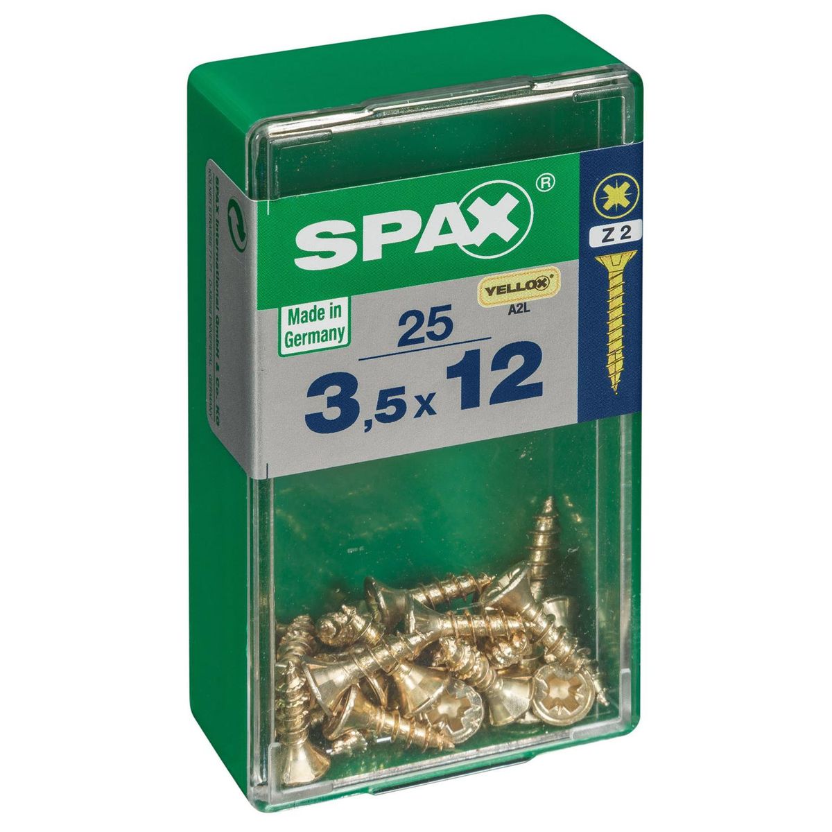 SPAX AMERICAN SCREW - Tornillo Spax Tirafondo Madera Aglomerada 12 mm 3.5 mm 25 unidad(es)