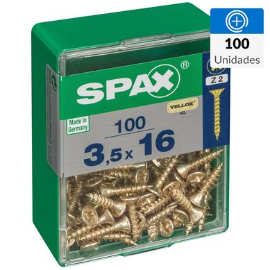 Tornillo spax cabeza plana pozidrive yellox 3,5x16 100Pz