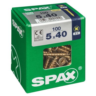Tornillo spax cabeza plana pozidrive yellox 5x40 100Pz