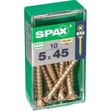 Tornillo spax cabeza plana pozidrive yellox 5x45 10Pz